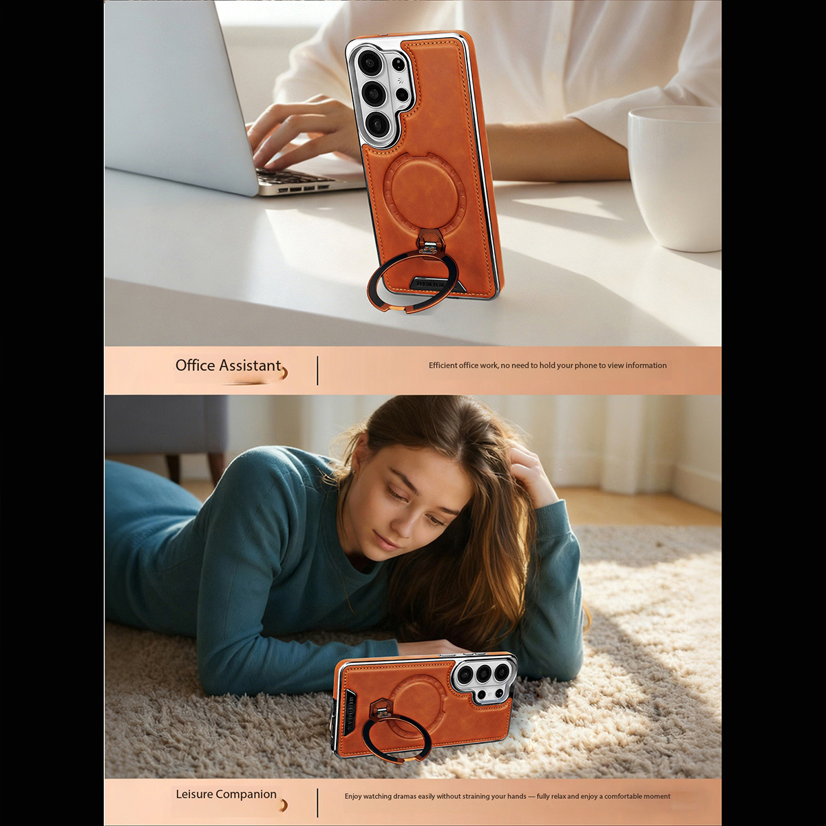 Capa de Telefone em Couro PU p - Phone Kickstand Ring avaliação e preço
