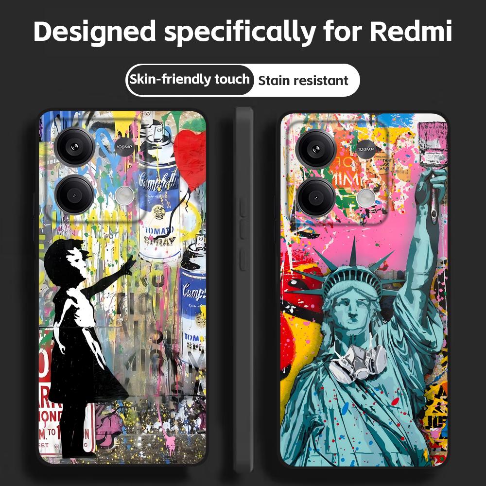 Banksy graffiti arte caso de t - Xiaomi Redmi Note 13 avaliação e preço