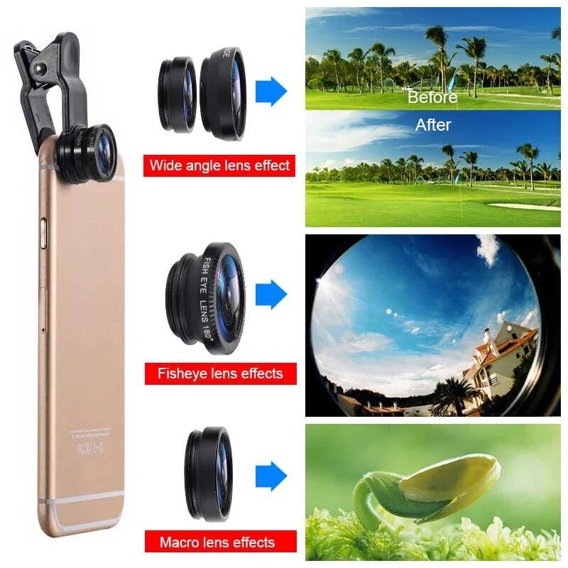 Lente Fisheye 3 em 1 para Tele - Lens Camera Clip avaliação e preço